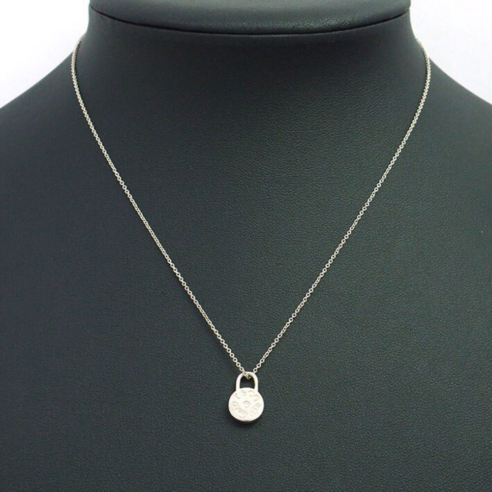 Tiffany Round Lock Pendant Diamond Sterling Silver
